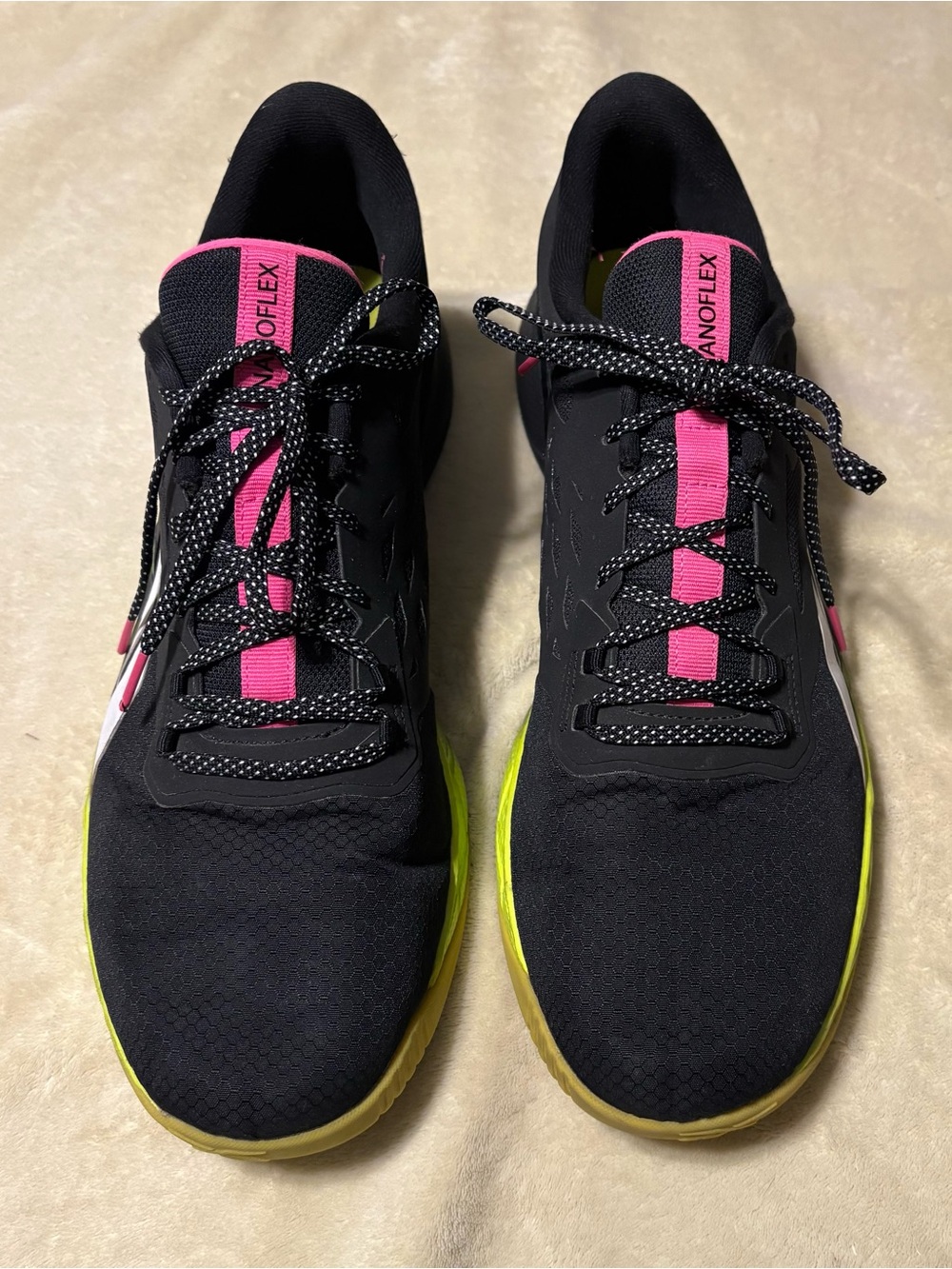 Reebok Black Sneakers with Pink Tongue and Lime Trim